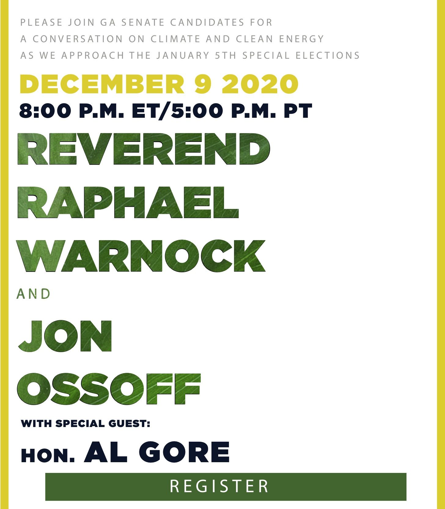 Please join GA Senate candidates for a conversation on climate and clean energy as we approach the January 5th special elections